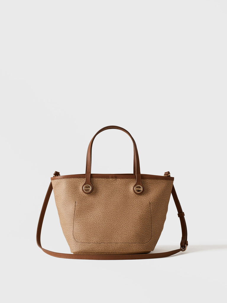 Borsa a spalla di Tela rivestita Op e Pelle - FLIGHT BORSA SHOPPING SMALL - Borbonese