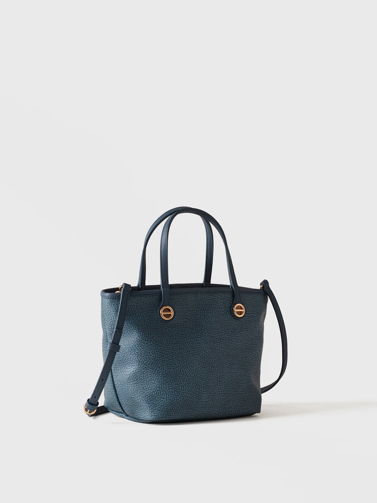 Borsa a spalla di Tela rivestita Op e Pelle - FLIGHT BORSA SHOPPING SMALL - Borbonese