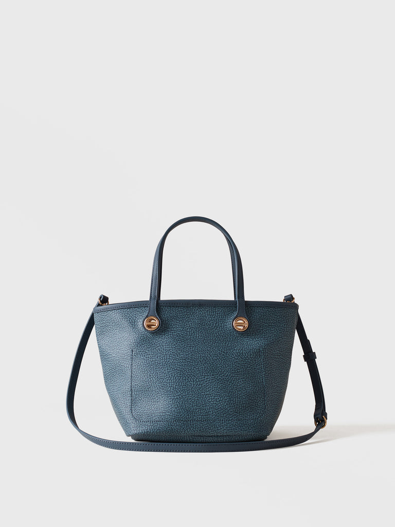 Borsa a spalla di Tela rivestita Op e Pelle - FLIGHT BORSA SHOPPING SMALL - Borbonese