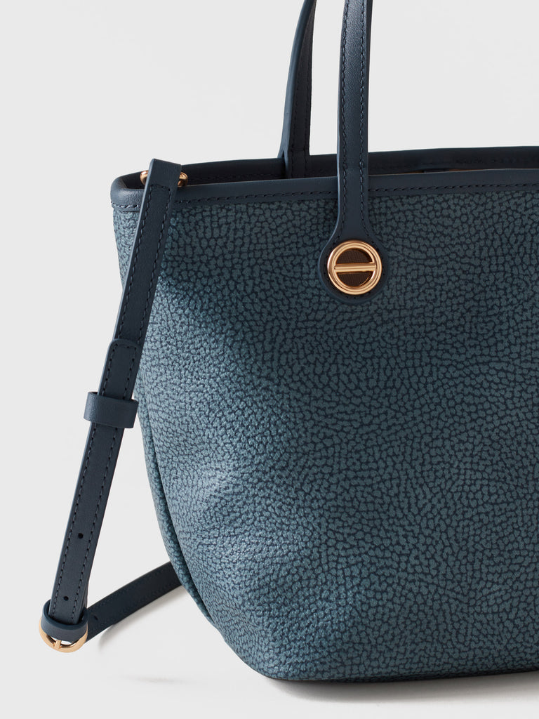 Borsa a spalla di Tela rivestita Op e Pelle - FLIGHT BORSA SHOPPING SMALL - Borbonese