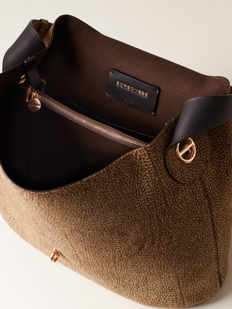 Borsa a spalla in Camoscio Op  - PREMIERE BORSA HOBO MEDIUM - Borbonese