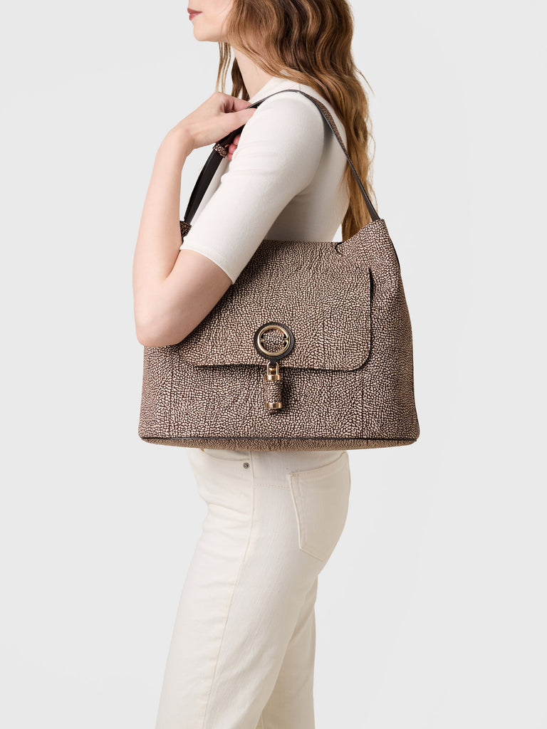 Borsa a spalla in Camoscio Op  - PREMIERE BORSA HOBO MEDIUM - Borbonese