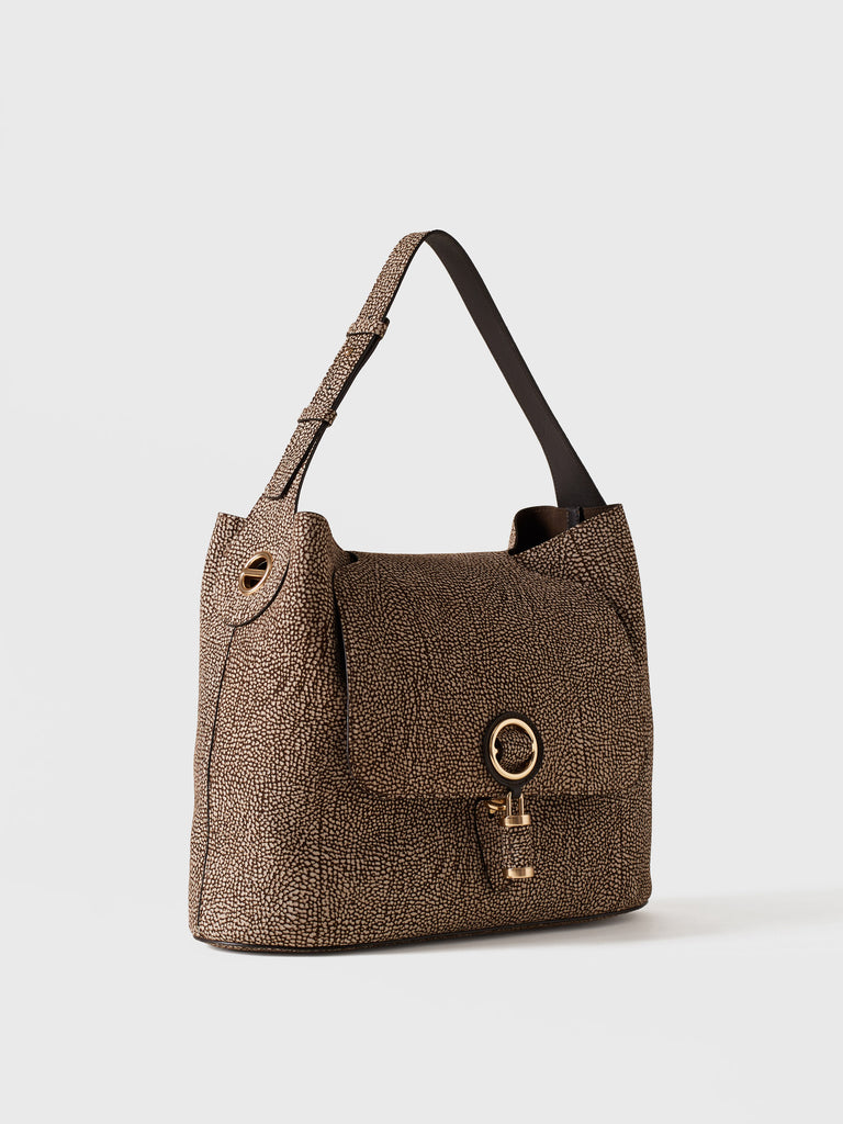 Borsa a spalla in Camoscio Op  - PREMIERE BORSA HOBO MEDIUM - Borbonese
