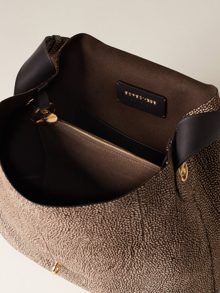 Borsa a spalla in Camoscio Op  - PREMIERE BORSA HOBO MEDIUM - Borbonese