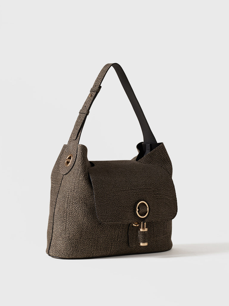 Borsa a spalla in Camoscio Op  - PREMIERE BORSA HOBO MEDIUM - Borbonese