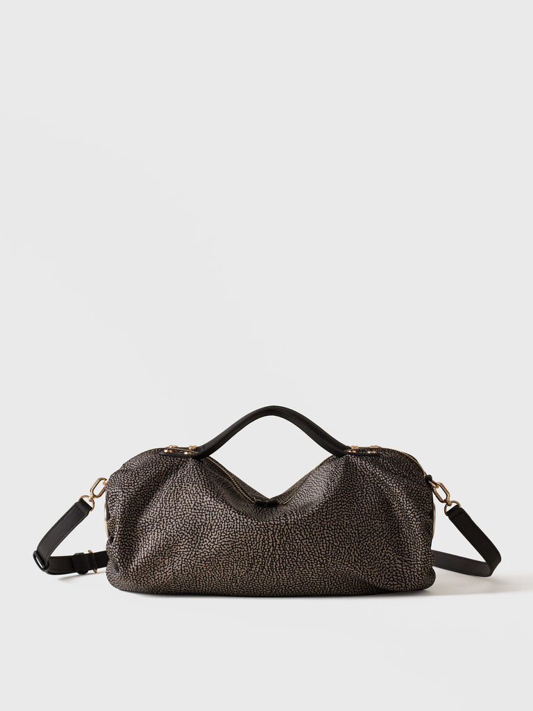 Borsa a tracolla in tessuto Op e Pelle - ACCADEMY BAULETTO SMALL - Borbonese
