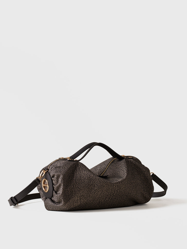 Borsa a tracolla in tessuto Op e Pelle - ACCADEMY BAULETTO SMALL - Borbonese