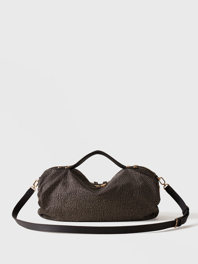 Borsa a tracolla in tessuto Op e Pelle - ACCADEMY BAULETTO SMALL - Borbonese