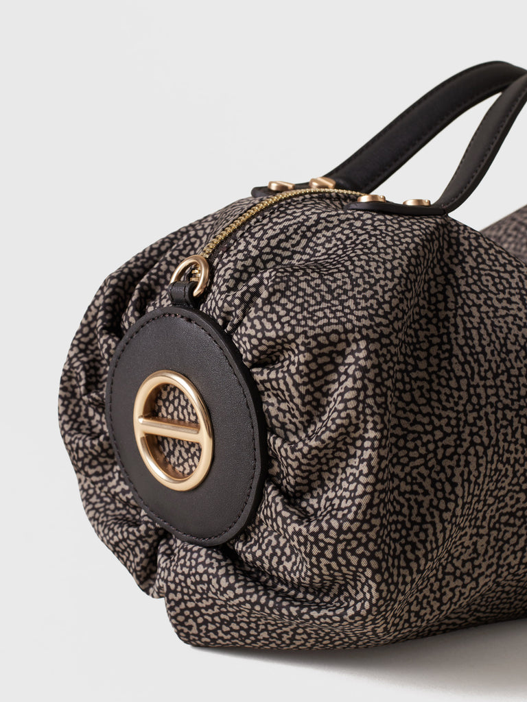 Borsa a tracolla in tessuto Op e Pelle - ACCADEMY BAULETTO SMALL - Borbonese
