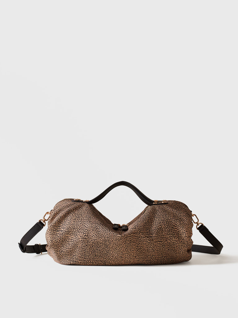 Shoulder bag in Op fabric and leather - ACADEMY SMALL BOWLER BAG - Borbonese