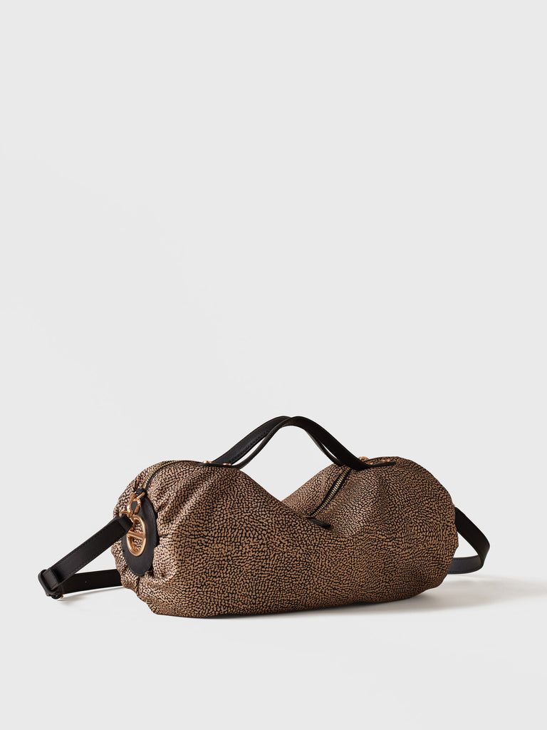 Shoulder bag in Op fabric and leather - ACADEMY SMALL BOWLER BAG - Borbonese