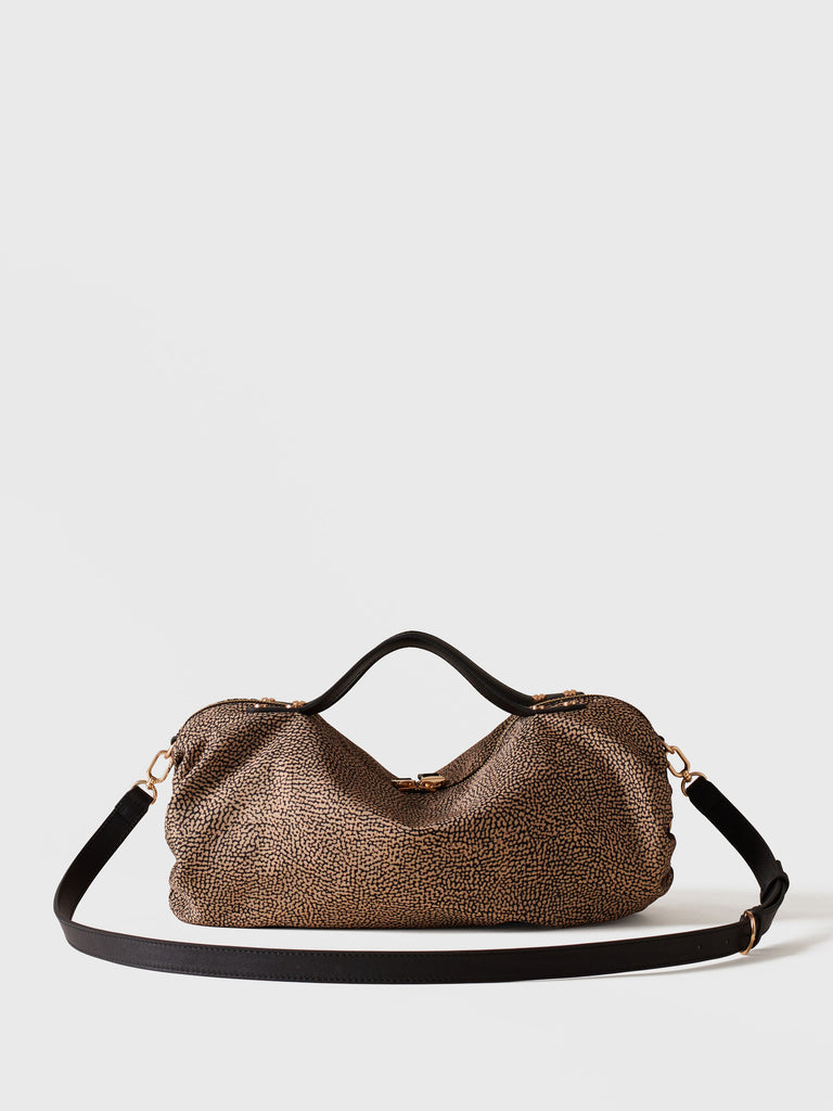 Shoulder bag in Op fabric and leather - ACADEMY SMALL BOWLER BAG - Borbonese