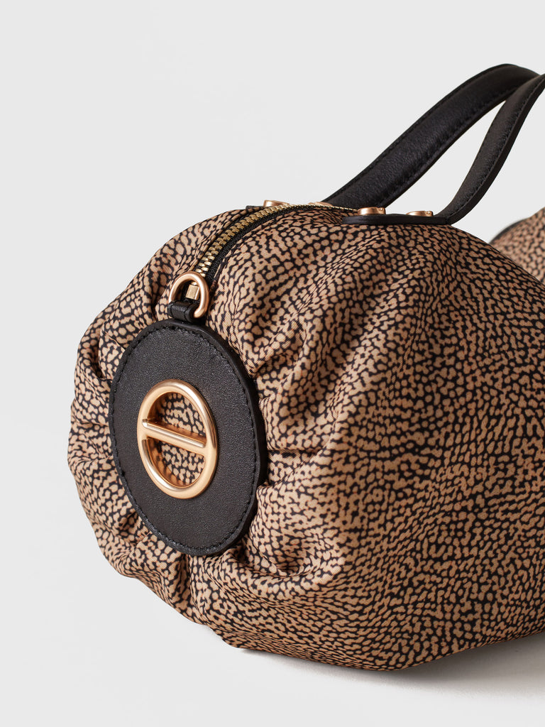 Shoulder bag in Op fabric and leather - ACADEMY SMALL BOWLER BAG - Borbonese