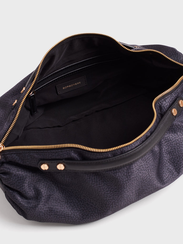 Borsa a tracolla in tessuto Op e Pelle - ACCADEMY BAULETTO SMALL - Borbonese