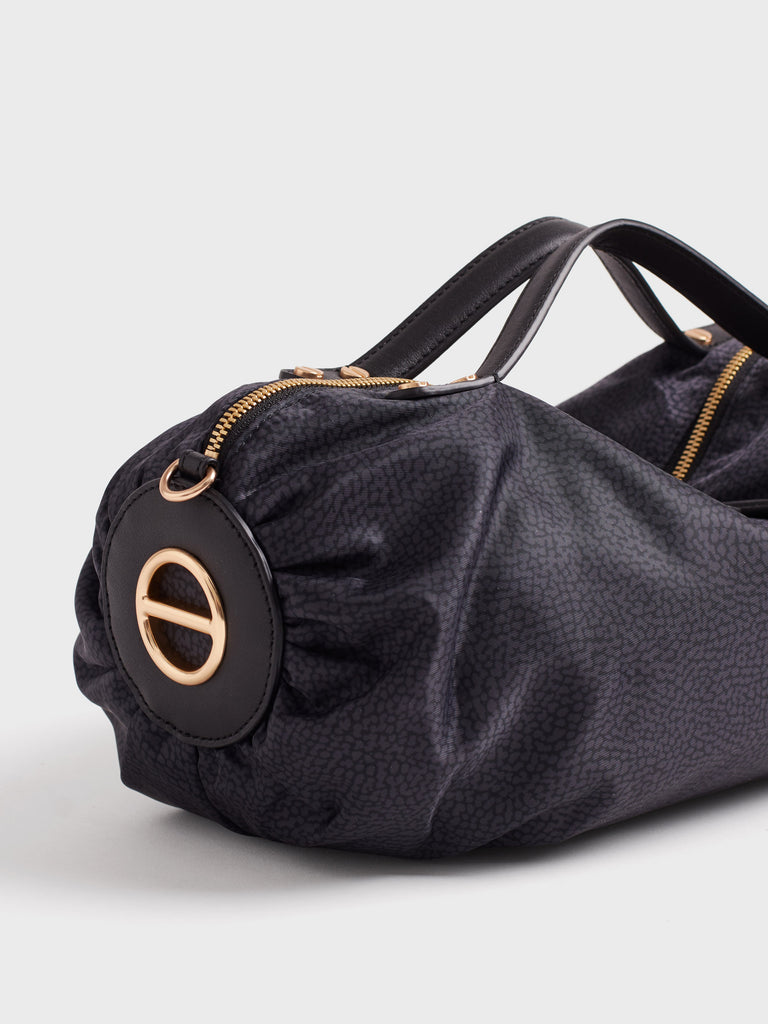 Borsa a tracolla in tessuto Op e Pelle - ACCADEMY BAULETTO SMALL - Borbonese