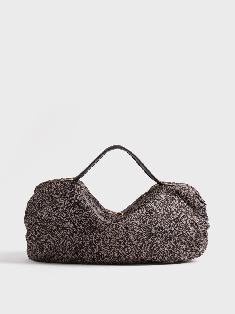 Borsa a tracolla in tessuto Op e Pelle - ACCADEMY BAULETTO LARGE - Borbonese
