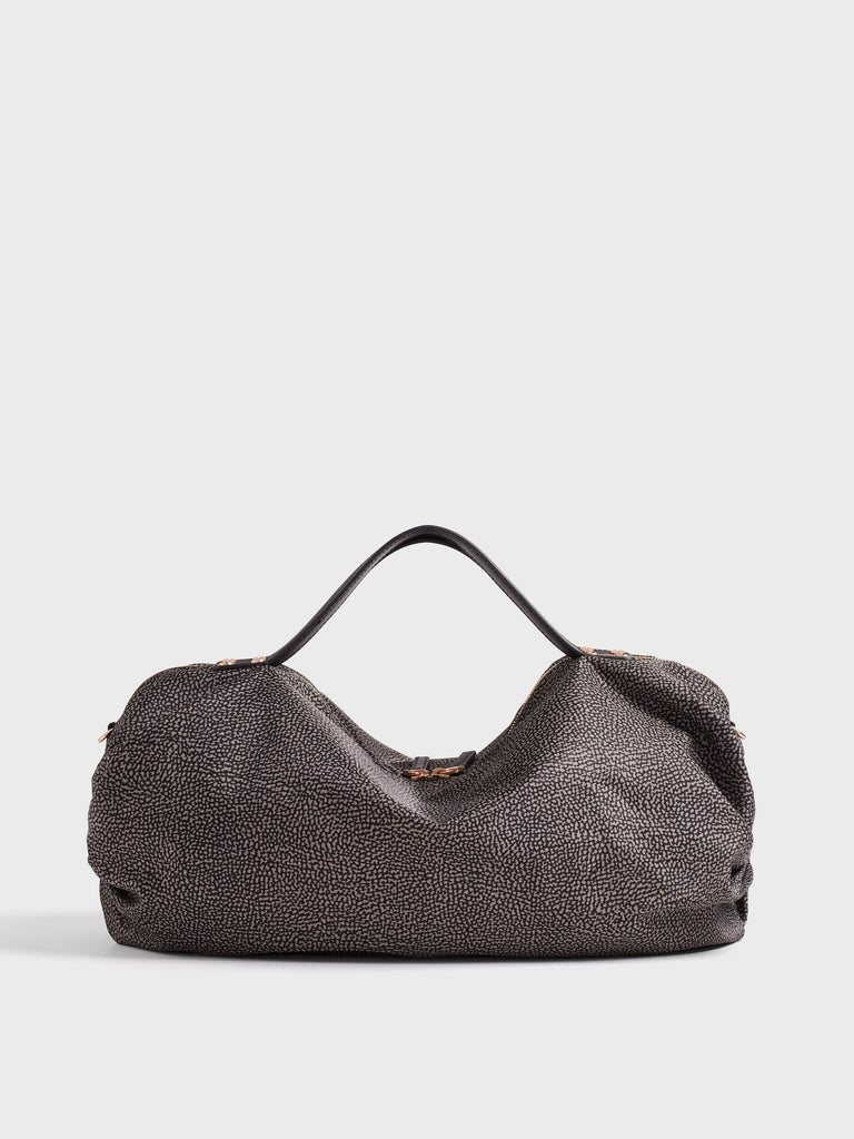 Borsa a tracolla in tessuto Op e Pelle - ACCADEMY BAULETTO LARGE - Borbonese