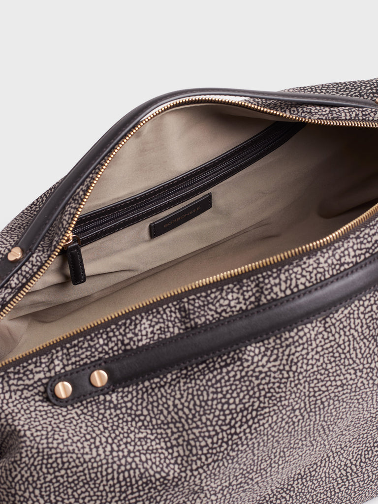 Borsa a tracolla in tessuto Op e Pelle - ACCADEMY BAULETTO LARGE - Borbonese