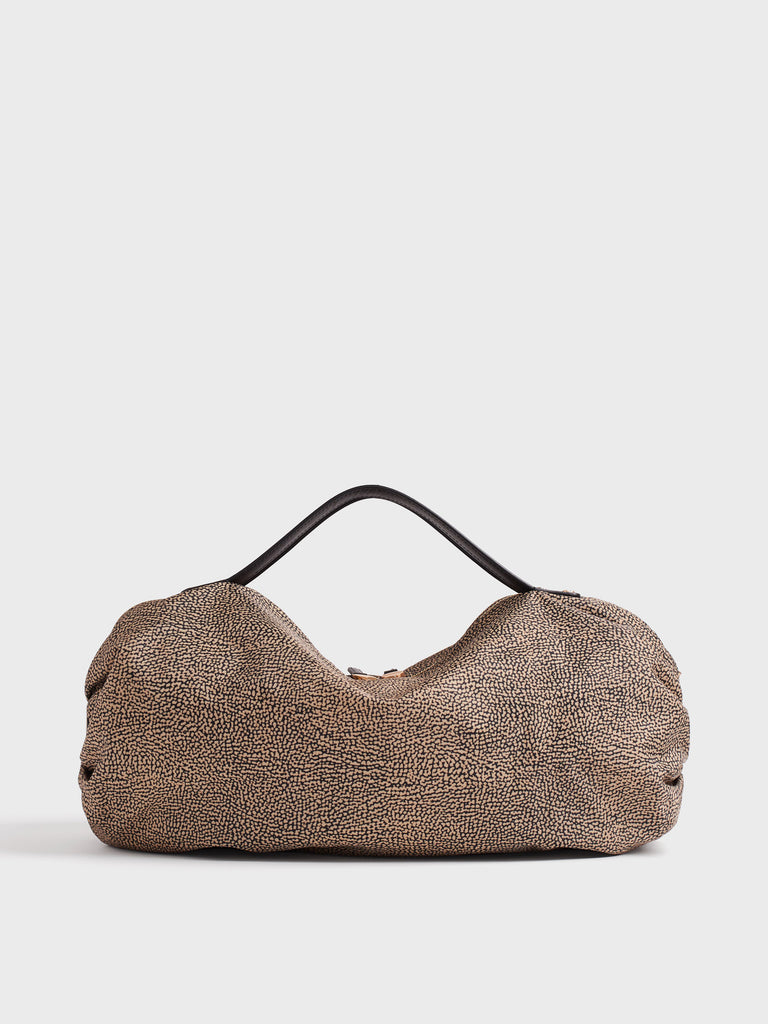 Borsa a tracolla in tessuto Op e Pelle - ACCADEMY BAULETTO LARGE - Borbonese