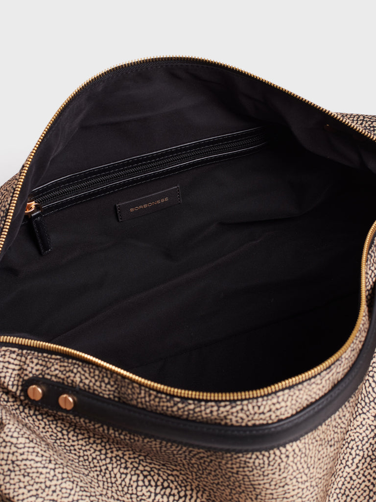 Borsa a tracolla in tessuto Op e Pelle - ACCADEMY BAULETTO LARGE - Borbonese
