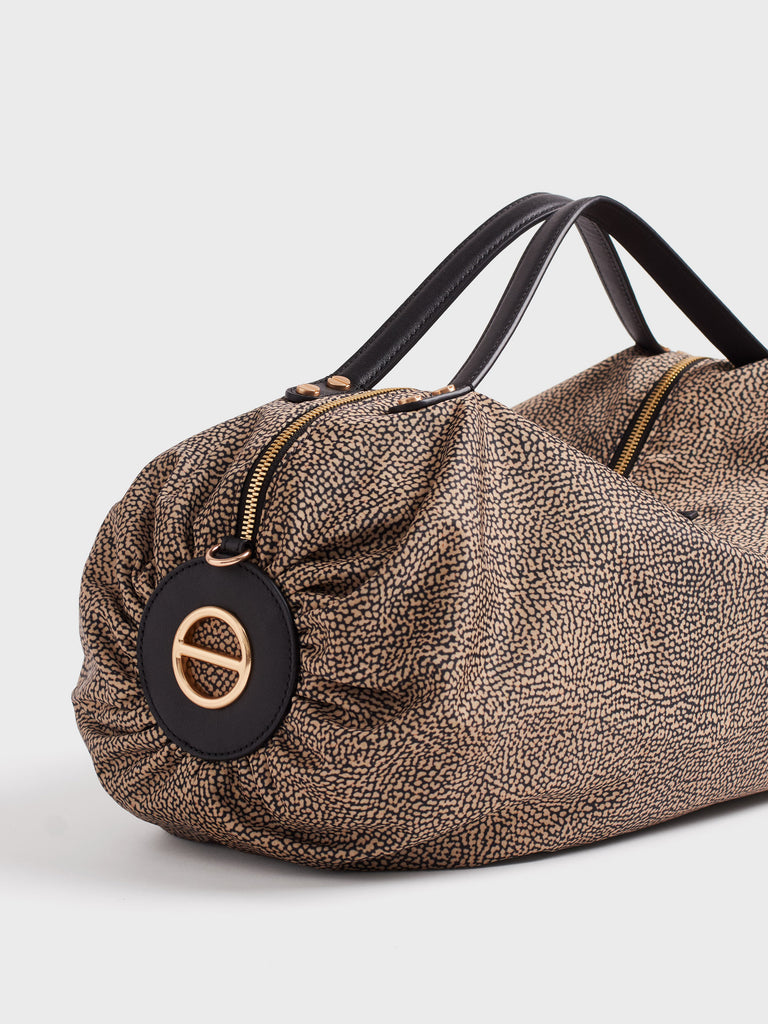 Borsa a tracolla in tessuto Op e Pelle - ACCADEMY BAULETTO LARGE - Borbonese