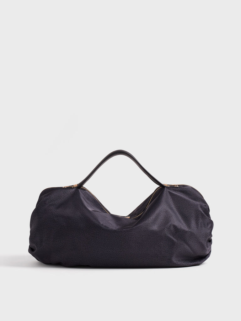 Borsa a tracolla in tessuto Op e Pelle - ACCADEMY BAULETTO LARGE - Borbonese