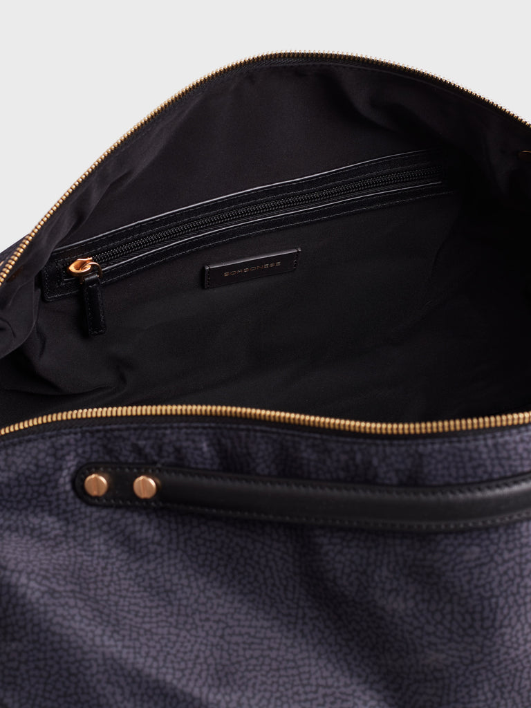Borsa a tracolla in tessuto Op e Pelle - ACCADEMY BAULETTO LARGE - Borbonese