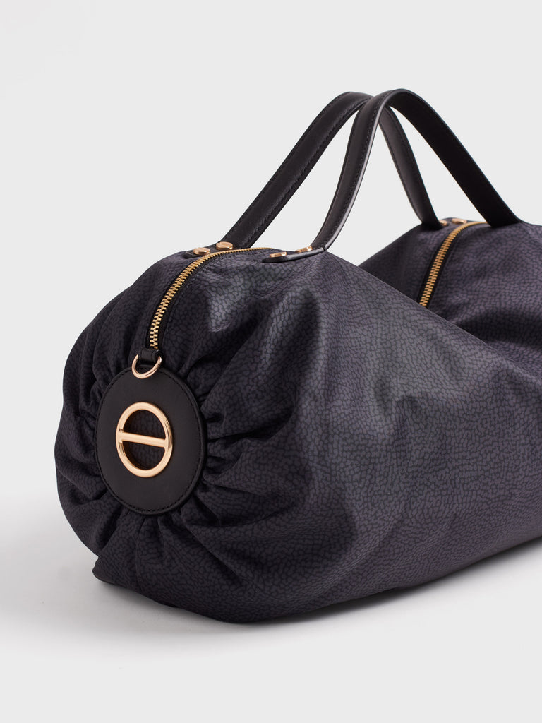 Borsa a tracolla in tessuto Op e Pelle - ACCADEMY BAULETTO LARGE - Borbonese