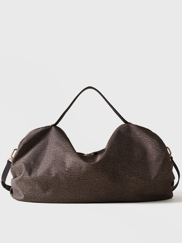 Duffel bag in Op fabric and Leather - ACADEMY EXTRA-LARGE DUFFLE BAG - Borbonese