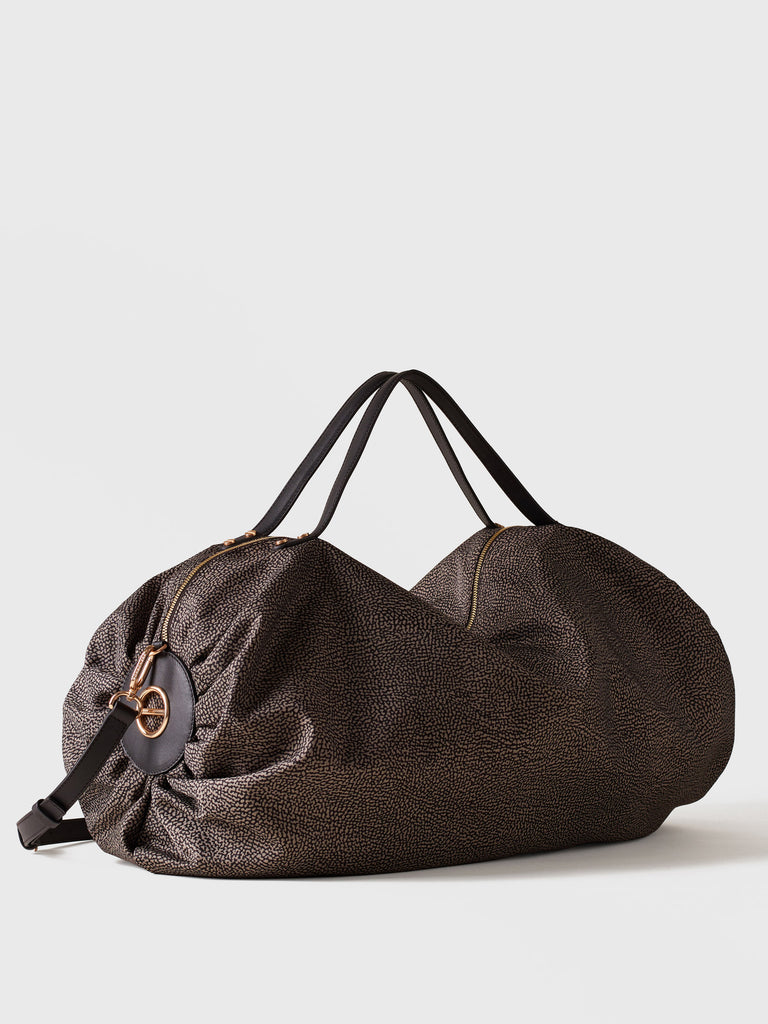 Duffel bag in Op fabric and Leather - ACADEMY EXTRA-LARGE DUFFLE BAG - Borbonese