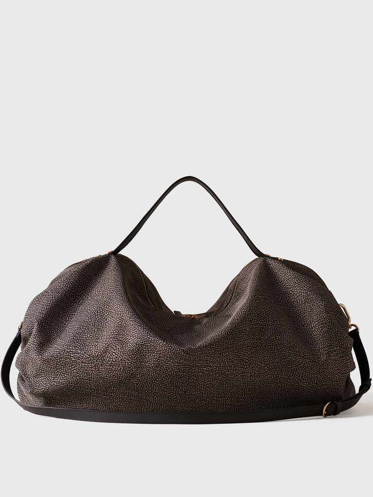 Duffel bag in Op fabric and Leather - ACADEMY EXTRA-LARGE DUFFLE BAG - Borbonese