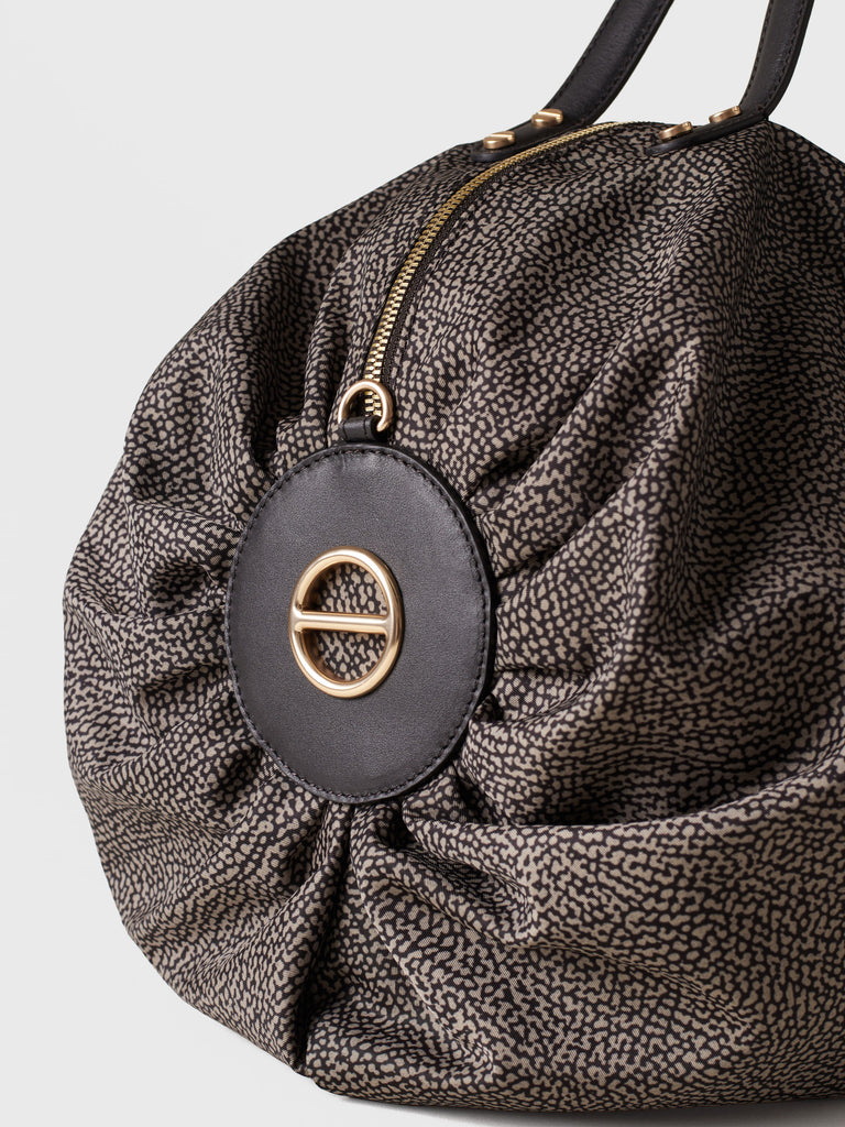 Duffel bag in Op fabric and Leather - ACADEMY EXTRA-LARGE DUFFLE BAG - Borbonese