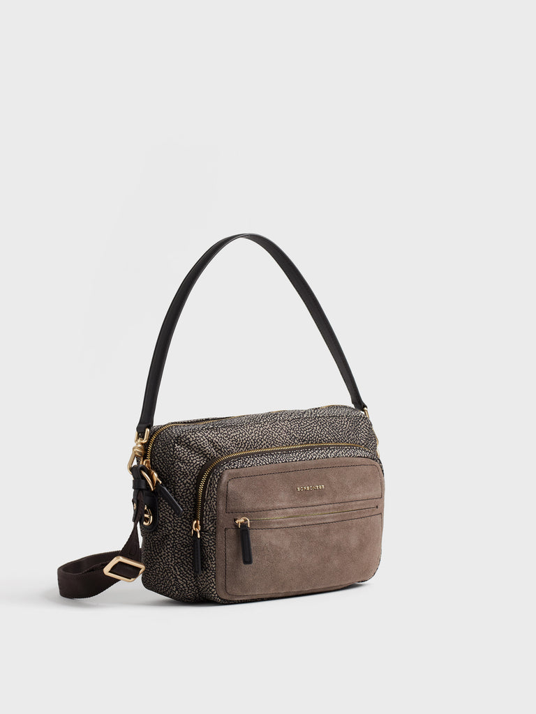 Borsa a tracolla in tessuto Op e Pelle - B-CLUB CAMERA CASE MEDIUM - Borbonese