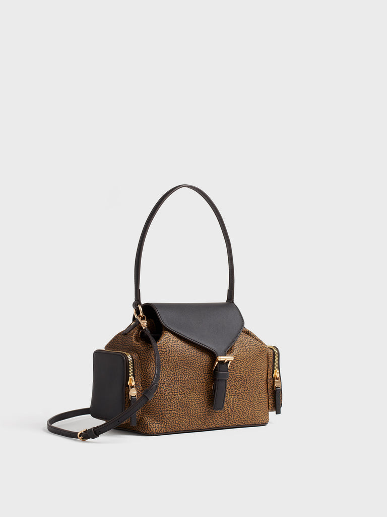 Borsa a tracolla in tela rivestita Op e pelle - URBAN TRACOLLA SMALL - Borbonese