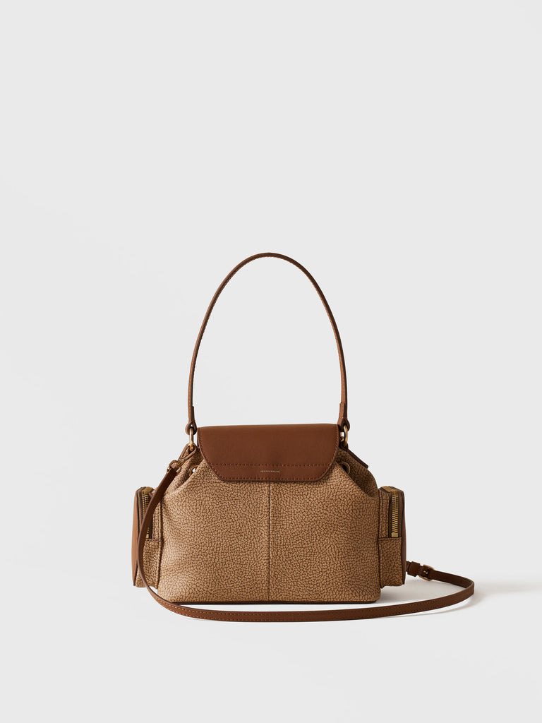 Shoulder bag in Op coated canvas and leather - URBAN SHOULDER BAG SMALL - Borbonese