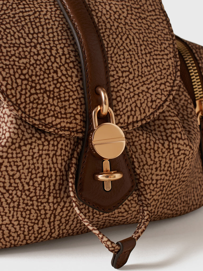Borsa a tracolla in tessuto stamoa Op e Pelle - POCHE CROSSOVER SMALL - Borbonese