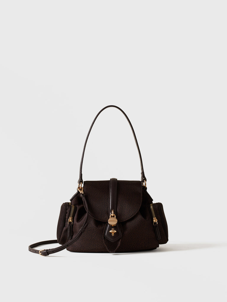 Shoulder bag in Op fabric and leather - POCHE SMALL CROSSOVERS - Borbonese