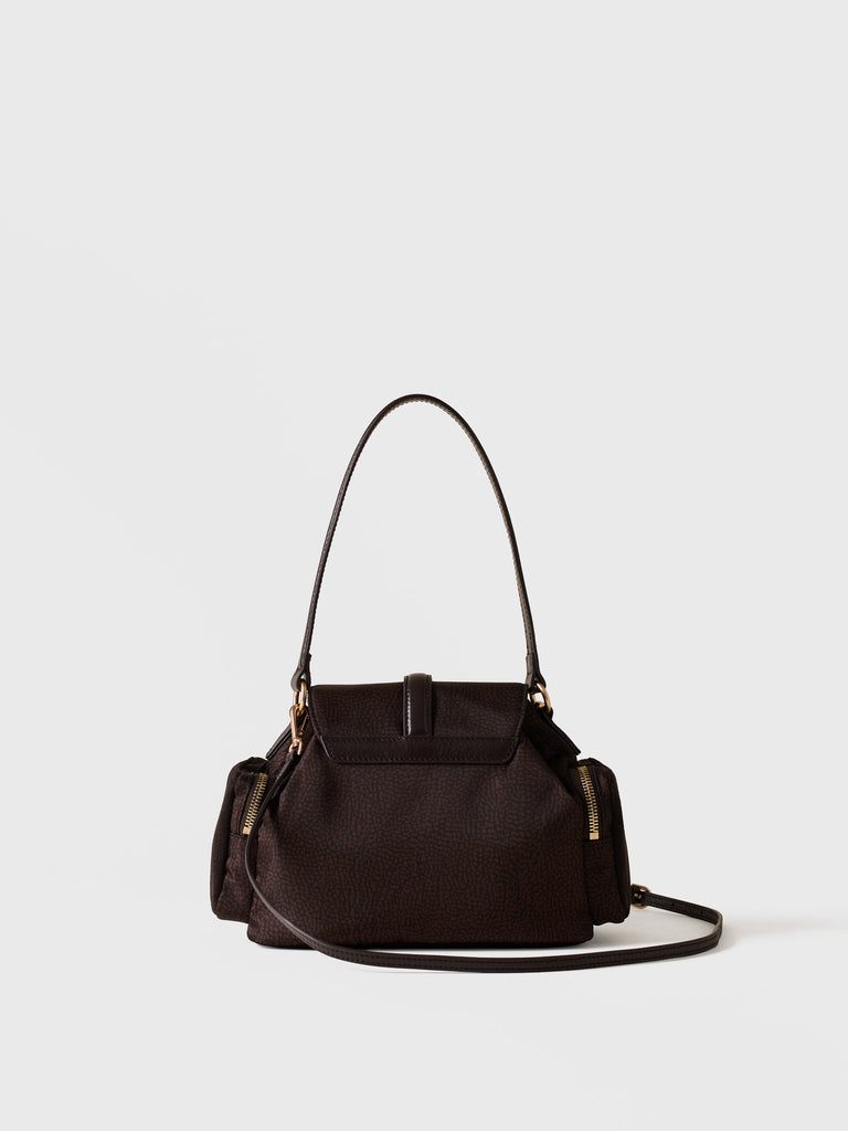 Shoulder bag in Op fabric and leather - POCHE SMALL CROSSOVERS - Borbonese