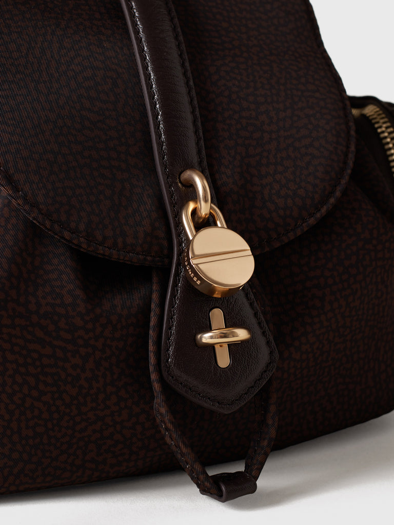 Shoulder bag in Op fabric and leather - POCHE SMALL CROSSOVERS - Borbonese
