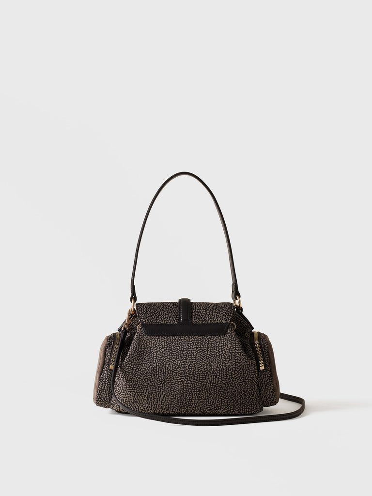 Shoulder bag in Op fabric and leather - POCHE SMALL CROSSOVERS - Borbonese