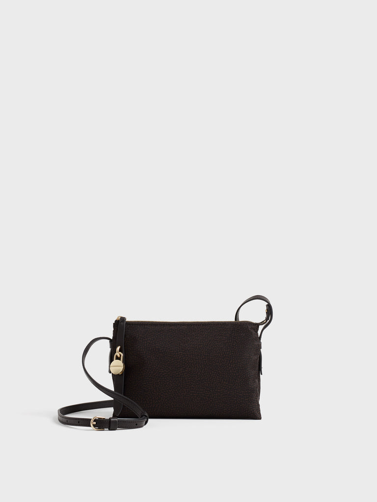 Borsa a tracolla in tessuto stampa Op e Pelle - POCHE CROSSOVER SMALL - Borbonese
