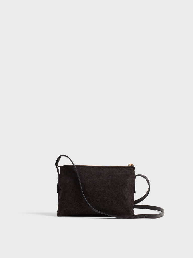 Borsa a tracolla in tessuto stampa Op e Pelle - POCHE CROSSOVER SMALL - Borbonese