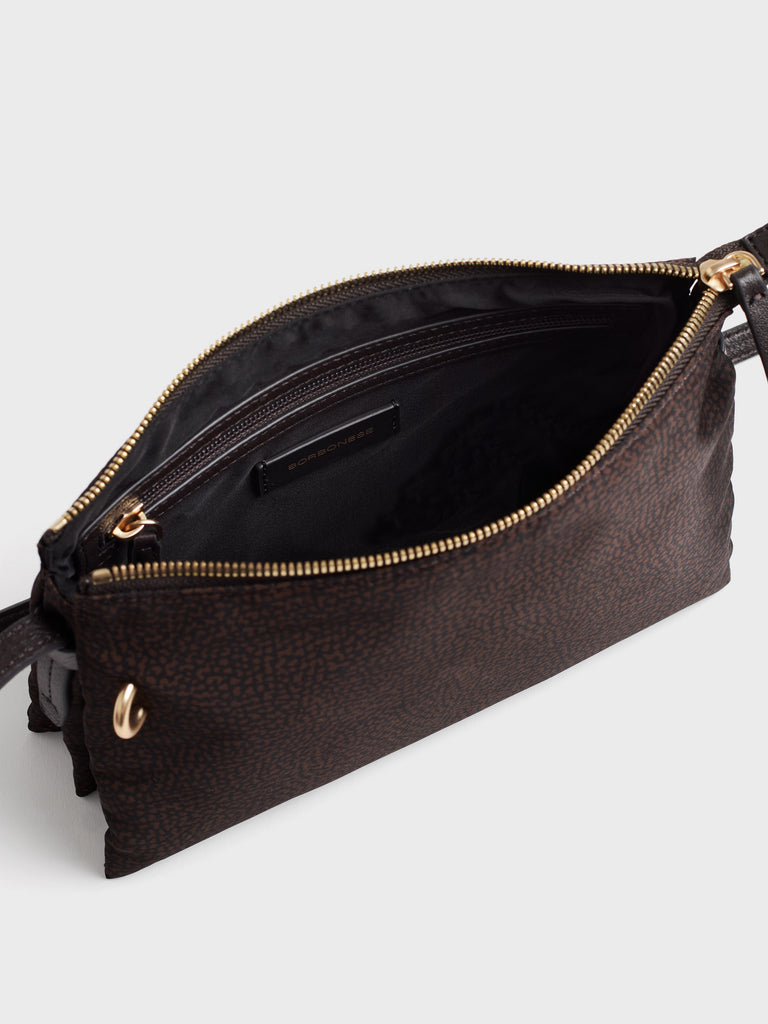 Borsa a tracolla in tessuto stampa Op e Pelle - POCHE CROSSOVER SMALL - Borbonese