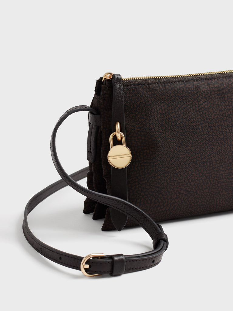 Borsa a tracolla in tessuto stampa Op e Pelle - POCHE CROSSOVER SMALL - Borbonese