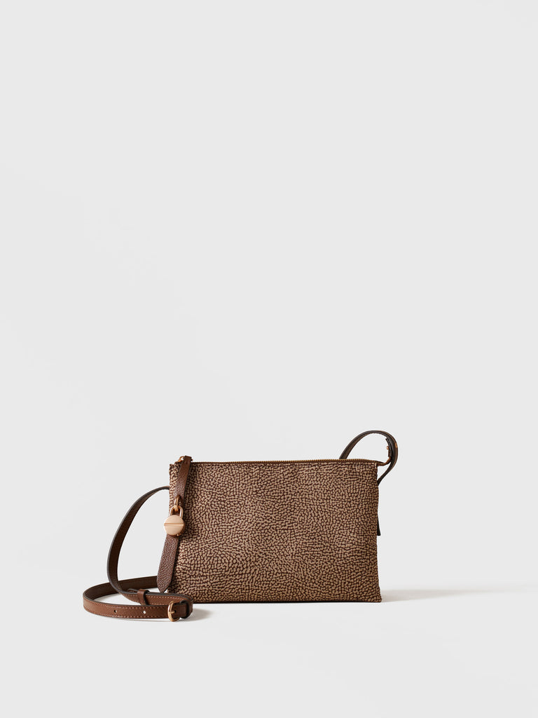 Borsa a tracolla in tessuto stampa Op e Pelle - POCHE CROSSOVER SMALL - Borbonese