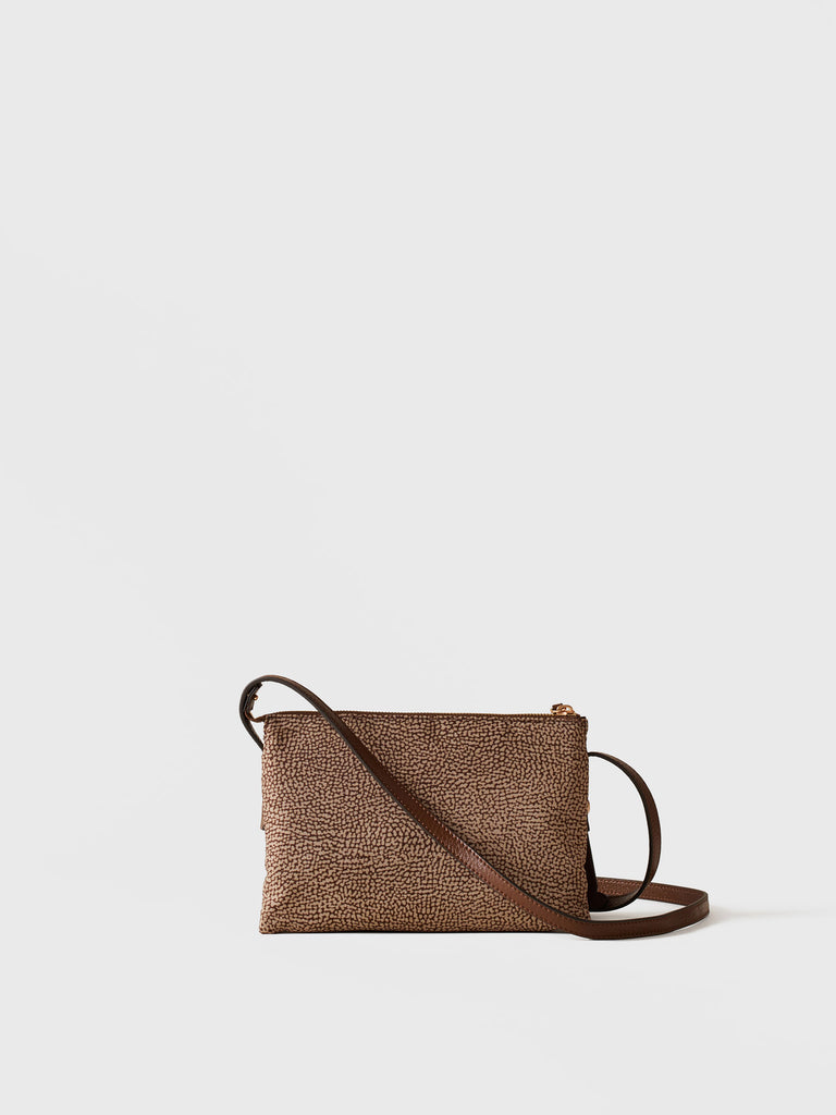 Borsa a tracolla in tessuto stampa Op e Pelle - POCHE CROSSOVER SMALL - Borbonese