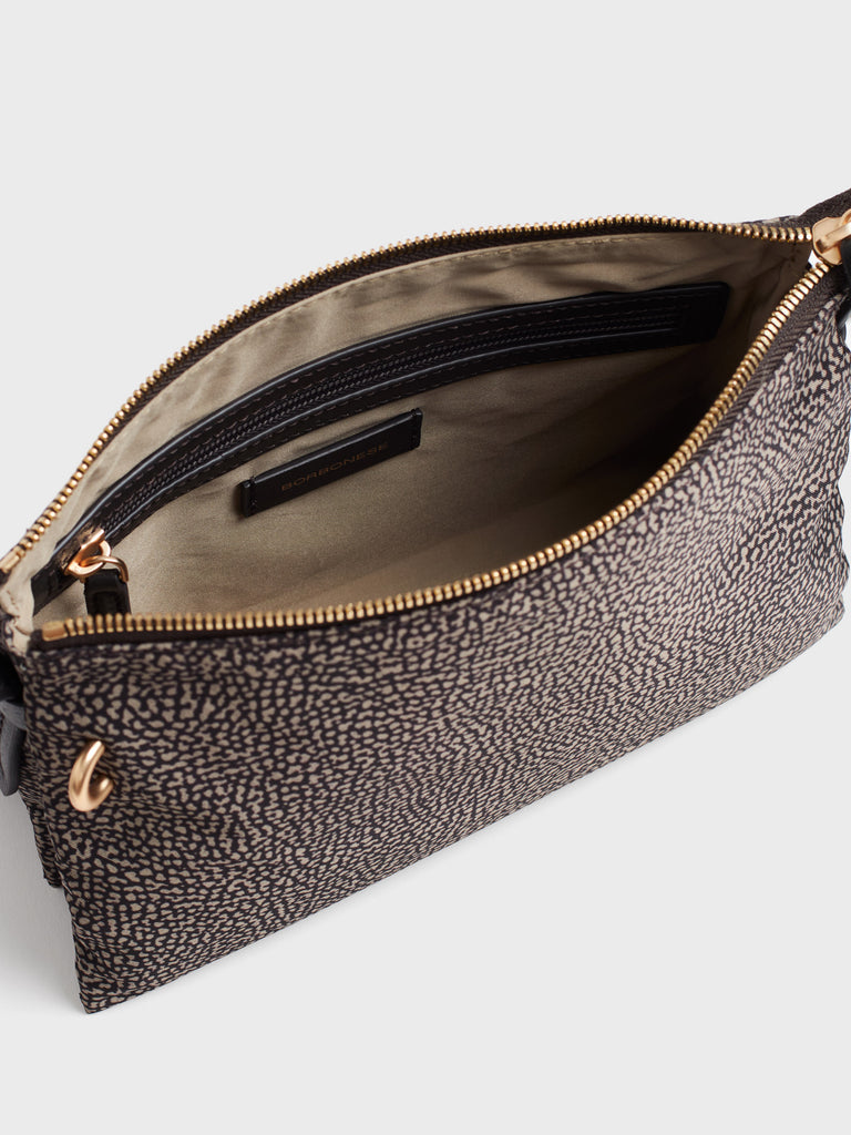 Borsa a tracolla in tessuto stampa Op e Pelle - POCHE CROSSOVER SMALL - Borbonese