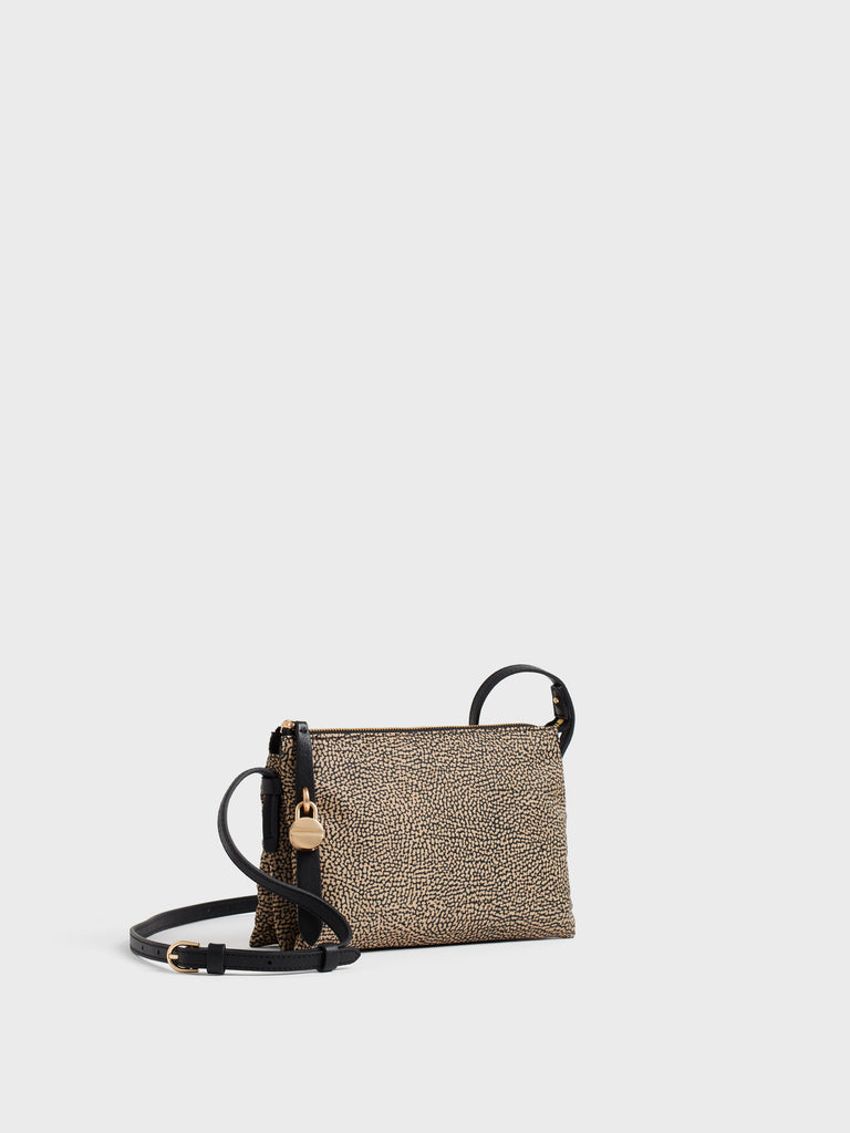 Shoulder bag in Op fabric and leather - POCHE SMALL CROSSOVERS - Borbonese