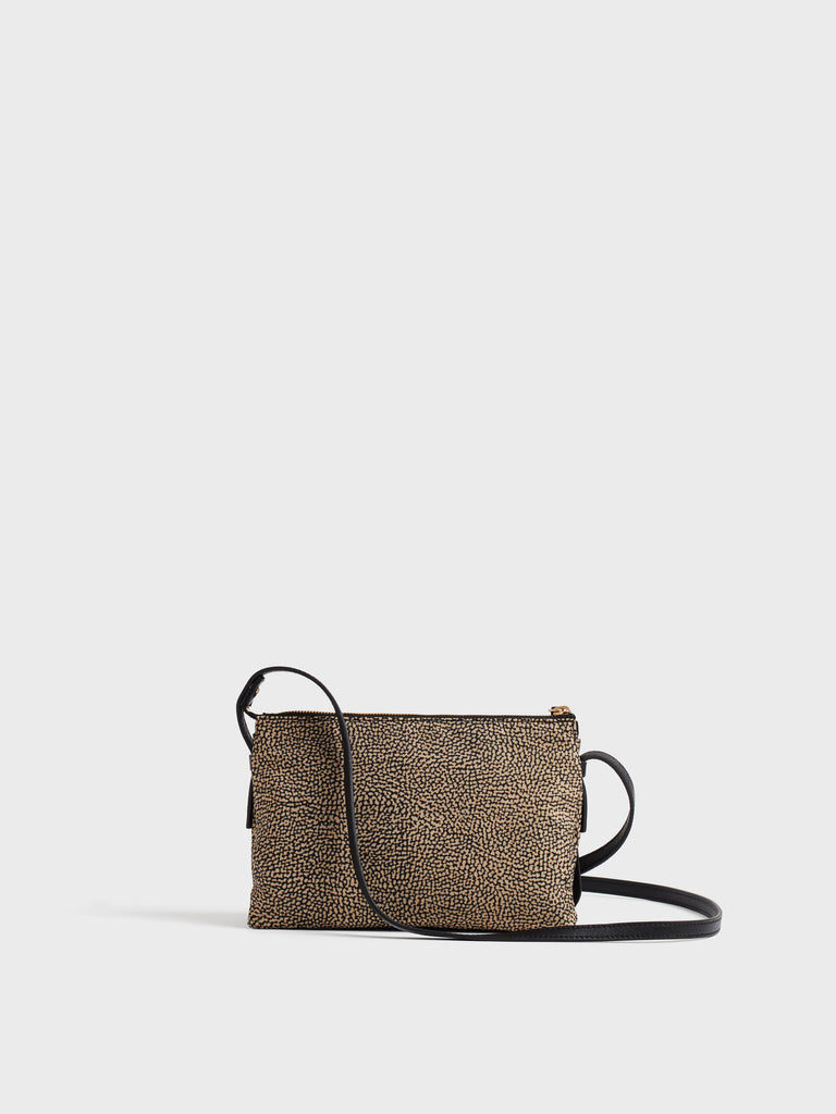 Shoulder bag in Op fabric and leather - POCHE SMALL CROSSOVERS - Borbonese