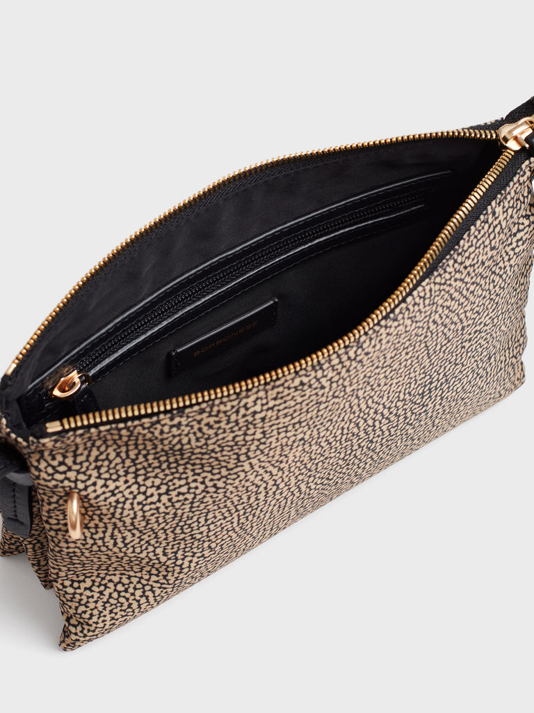 Shoulder bag in Op fabric and leather - POCHE SMALL CROSSOVERS - Borbonese